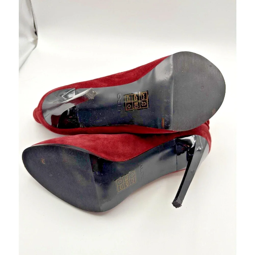 Aldo Burgundy Suede Slouchy Classic Stiletto Dressed Up Booties Sz 8M